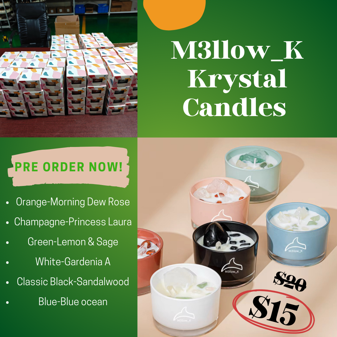 🧘🏽‍♀️ **PRE ORDER**             ✨M3llow_K Magical Krystal 3oz Candles!✨ 🕯️